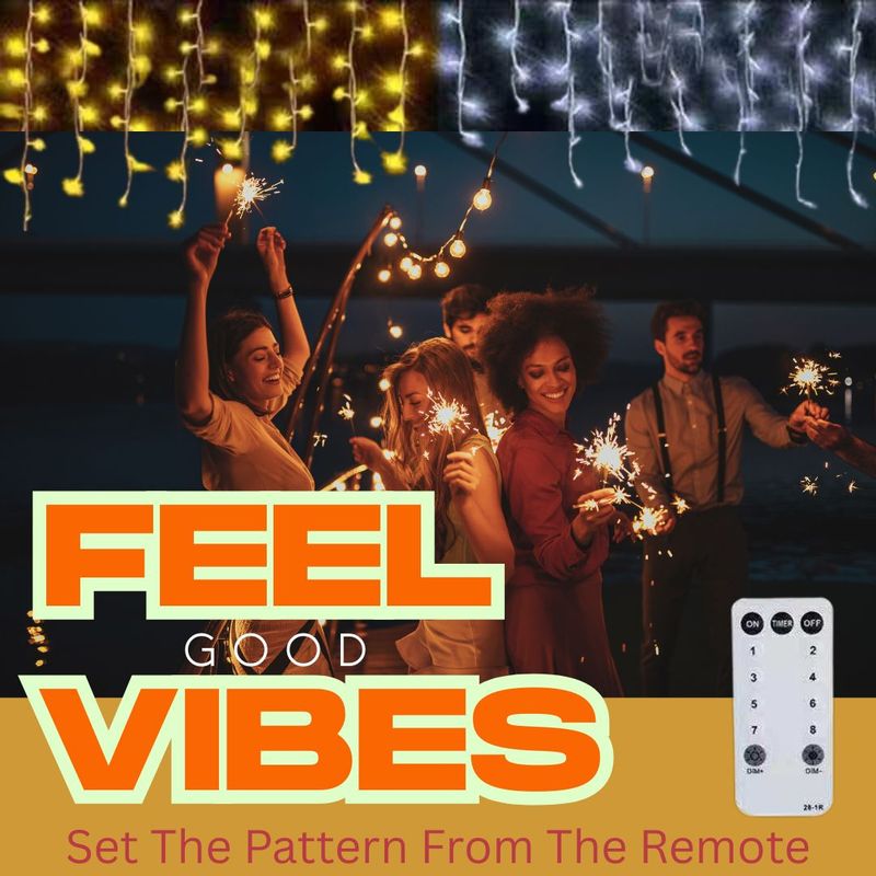 2-in-1 LED Decorative Lights | Dual Color | Icicle Wave Pattern Curtain Lights | Remote Control 2-in-1 LED Decorative Lights | Dual Color | Icicle Wave Pattern Curtain Lights | Remote Control