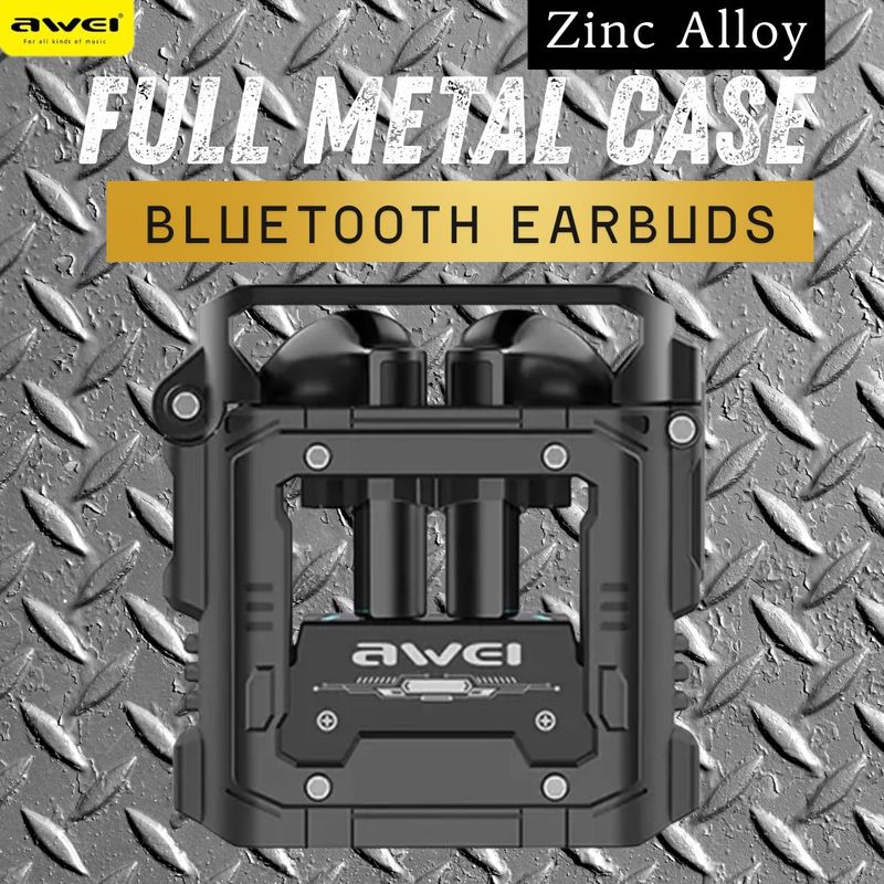 Earbuds With Heavy Duty Metal Charging Case - Pod Style EarBuds - Awei T63