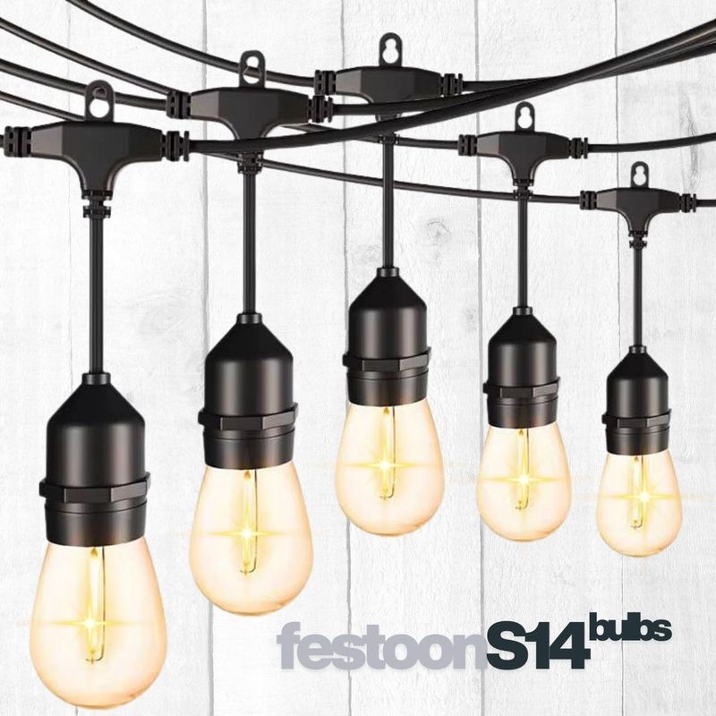 Warm Glow Festoon Lights - S14 Bulbs - 10m long - Connectable | Transform Your Space With Endless Possibilities