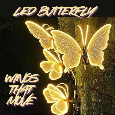 Outdoor LED Butterfly With Moving Wings | Large 40cm Wing Span | Warm White LED