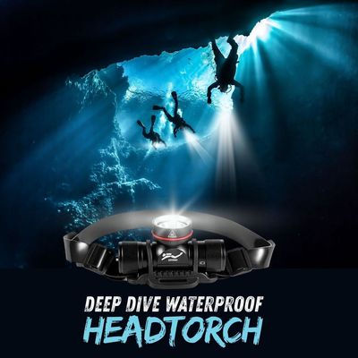 Divers Head Torch - 60m Waterproof - Adjustable Head-Mount - Rechargeable - Slim Design