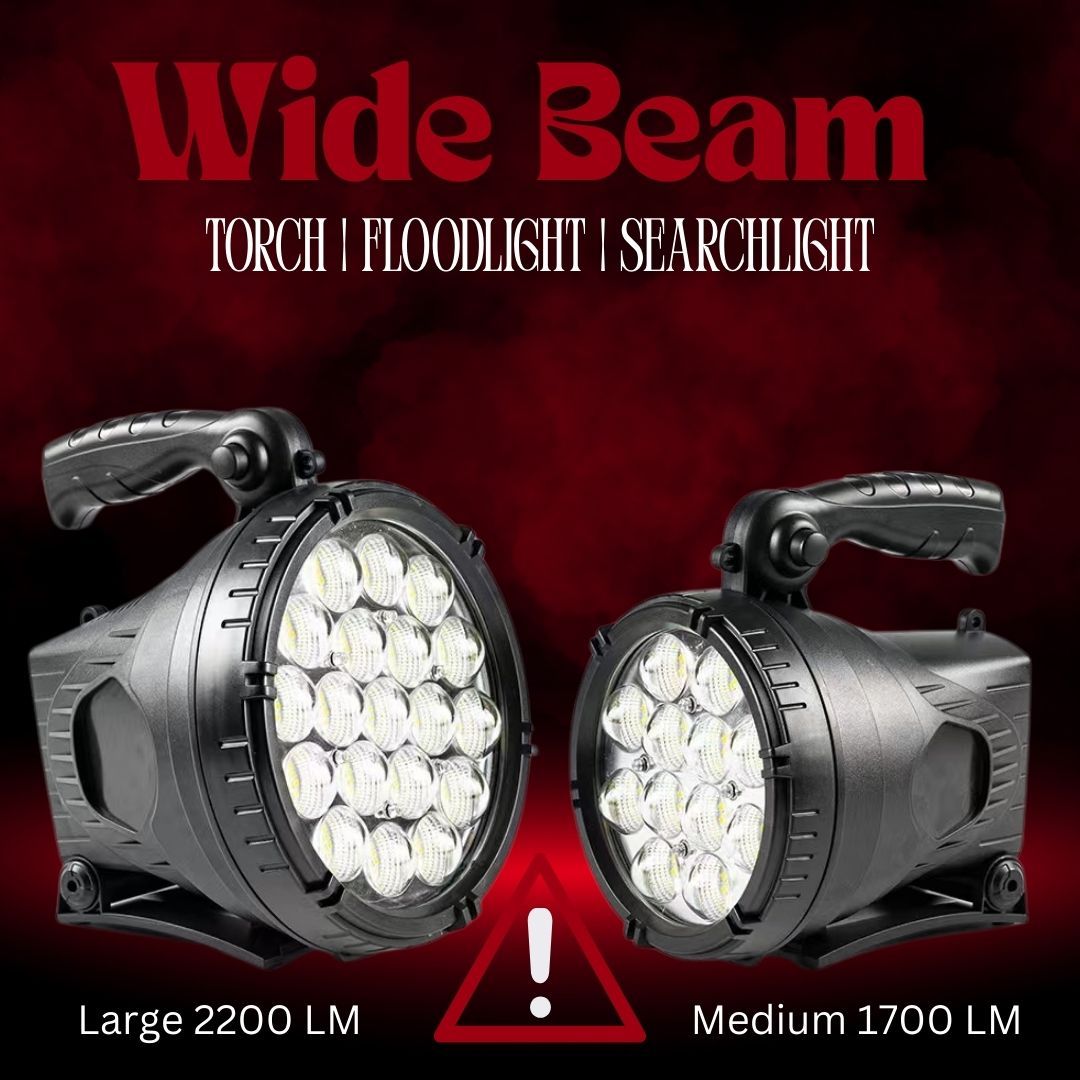 Wide Beam Torches - Front &amp; Rear Lights - Rechargeable - 2 Sizes - Super Bright
