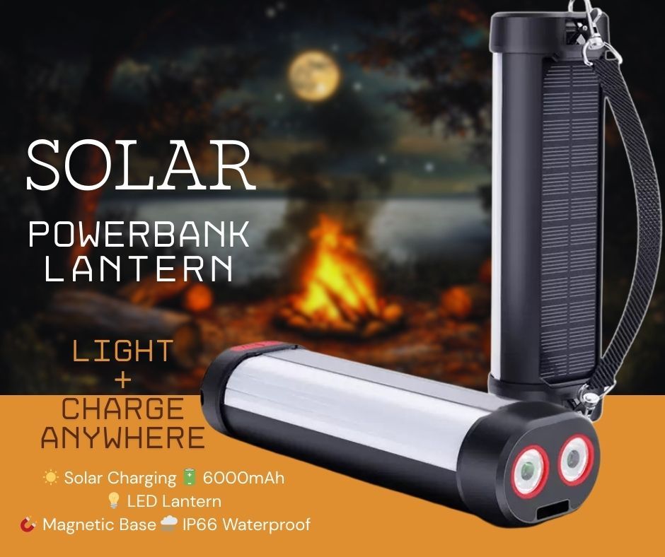 Portable Solar PowerBank Lantern – Phone Charger for Camping &amp; Outdoors | Charge Anywhere | Camping, Boating, Emergency Kit Essential