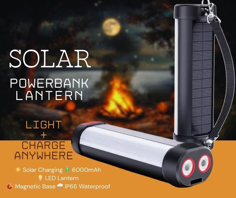 Portable Solar PowerBank Lantern – Phone Charger for Camping &amp; Outdoors | Charge Anywhere | Camping, Boating, Emergency Kit Essential