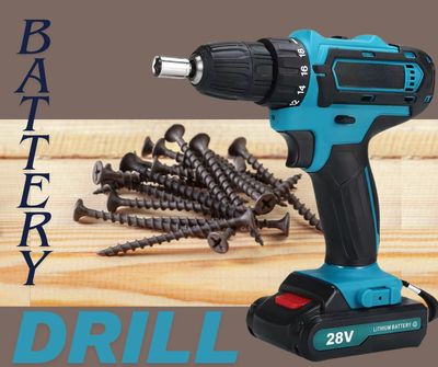 28V Cordless Drill &amp; Driver Set - Complete Home Project Kit With Hard Case