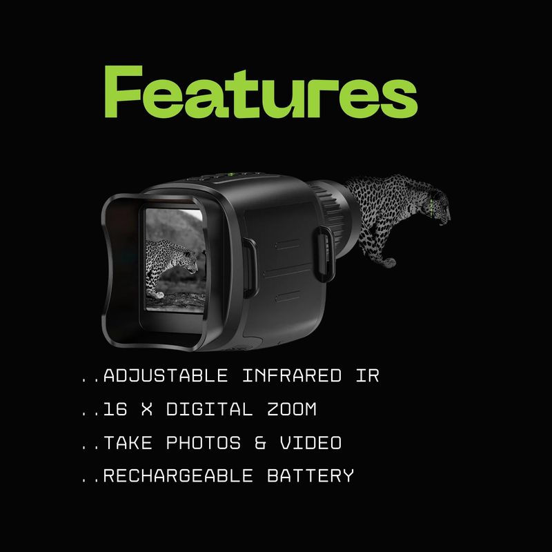 Digital Night Vision Monocular With Infrared - Suits Wildlife Spotting Day Or Night