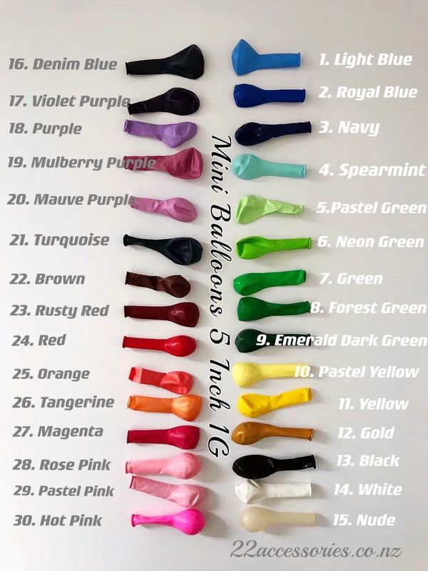 Mini Balloons Perfect For Garlands - 5 inch - 30 Different Colours - 100 pack Mini Balloons Perfect For Garlands - 5 inch - 30 Different Colours - 100 pack