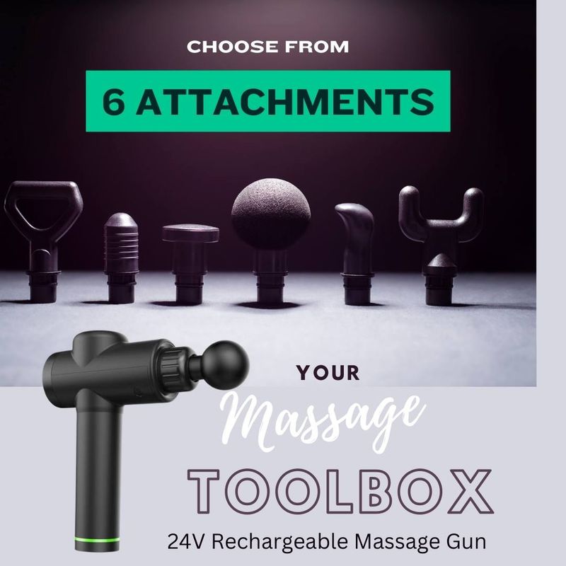 Pro Massage Gun - Deluxe Model - 6 Heads - Travel Case - Digital Display - 24V