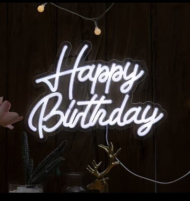 LED Cool White "Happy Birthday" Sign - Light Up Your Celebration Decorations