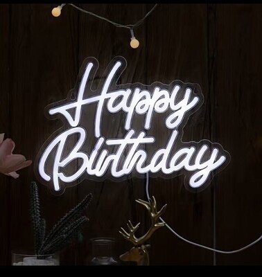 LED Cool White "Happy Birthday" Sign - Light Up Your Celebration Decorations