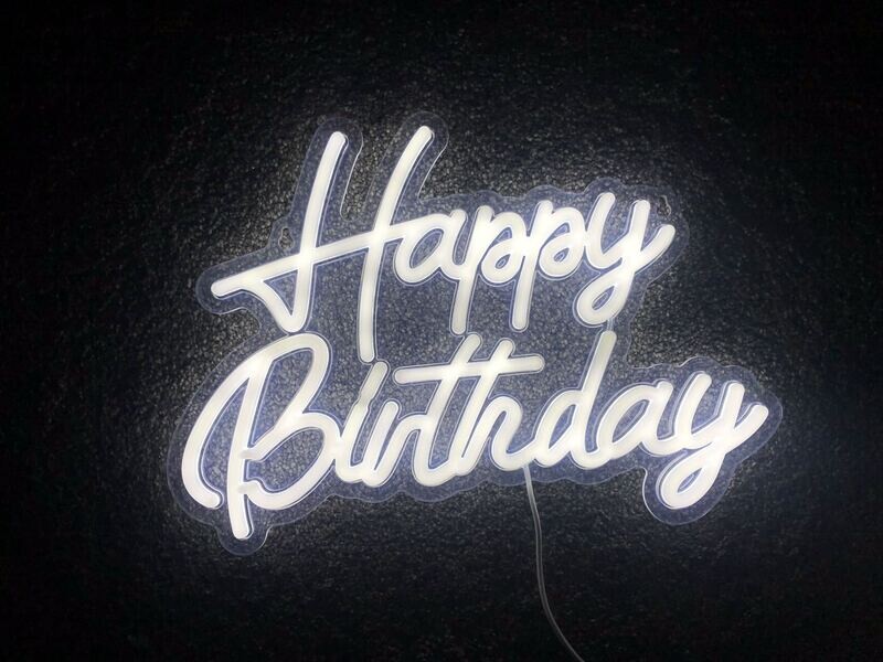 LED Cool White "Happy Birthday" Sign - Light Up Your Celebration Decorations LED Cool White "Happy Birthday" Sign - Light Up Your Celebration Decorations