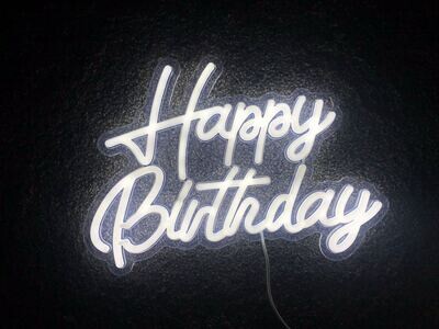 LED Cool White "Happy Birthday" Sign - Light Up Your Celebration Decorations LED Cool White "Happy Birthday" Sign - Light Up Your Celebration Decorations