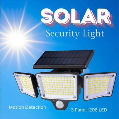 Solar Lights With Motion Detection - 208 LED - 3 Panels - Waterproof IPX65