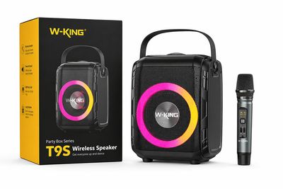 W-King Karaoke Speaker - Wireless Mic - Recording Mode - EQ Modes - RGB Lights - T9S