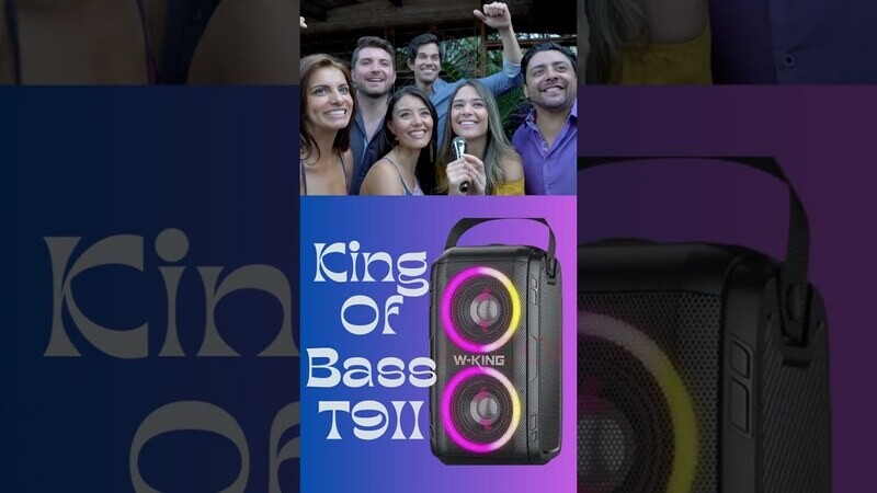 W-King Karaoke Bluetooth Speaker - 80W -2 Wireless Microphones - EQ Modes - RGB Lights- Portable