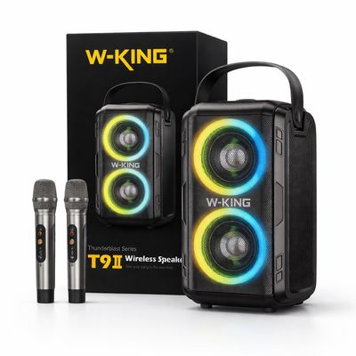 W-King Karaoke Bluetooth Speaker - 80W -2 Wireless Microphones - EQ Modes - RGB Lights- Portable