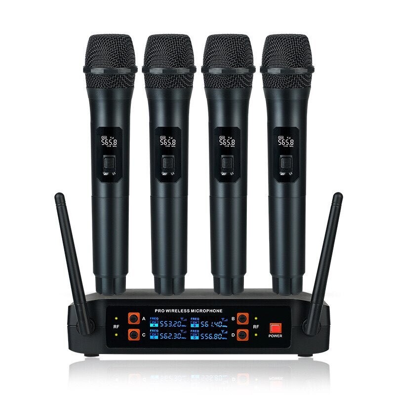 4 Channel Microphone Receiver With 4 x Wireless Microphones