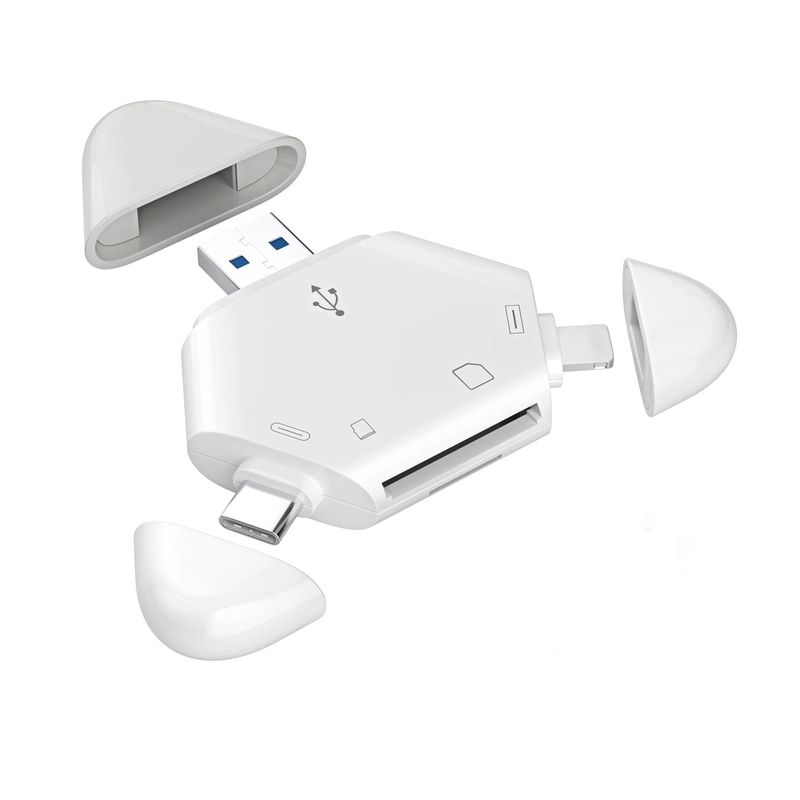 3 In 1 Portable Card Reader For iPhone, Android & PC - Transfer Photos, Videos, & Files Directly - Make Backup Copies On SD/TF Card
