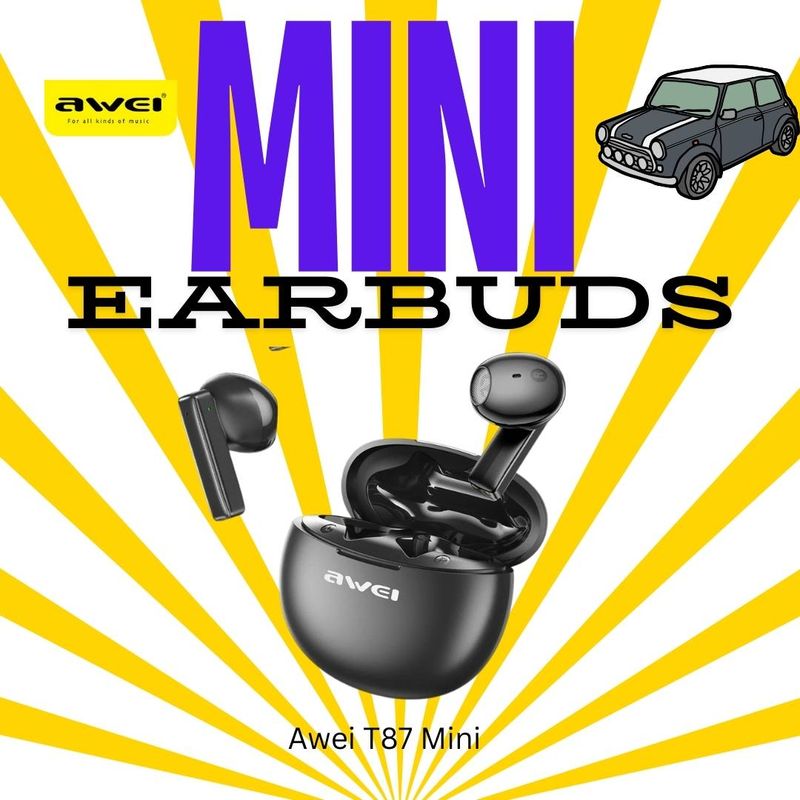 'Mini' Earbuds - Maxi Sound - Wireless Bluetooth Connection - Charging Case - Awei T87