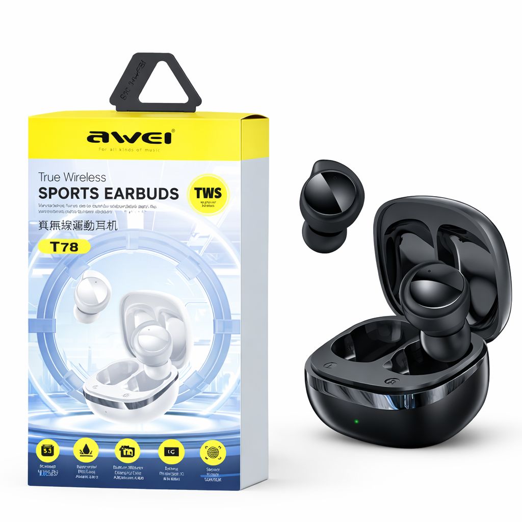 'Gym Buds' - Bluetooth Earbuds - HD Sound - Music + Hands-Free - Awei T78