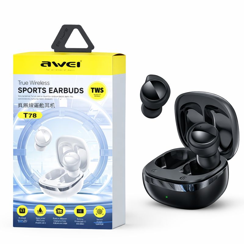 'Gym Buds' - Bluetooth Earbuds - HD Sound - Music + Hands-Free - Awei T78