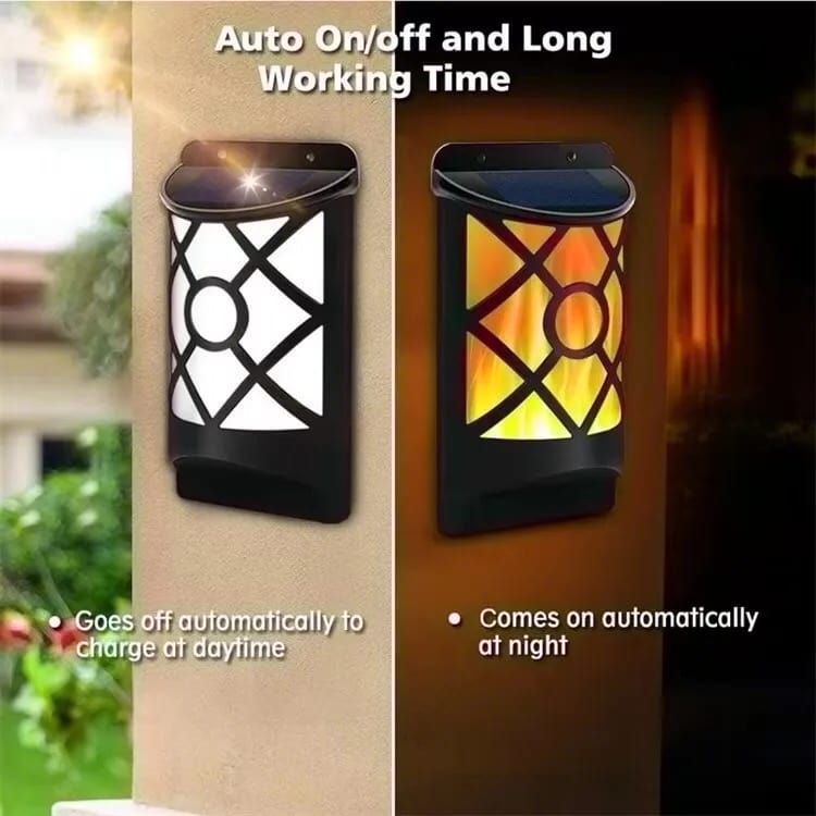 Flame Flicker Light - Solar Powered - Wall Mounted - Cozy Ambience