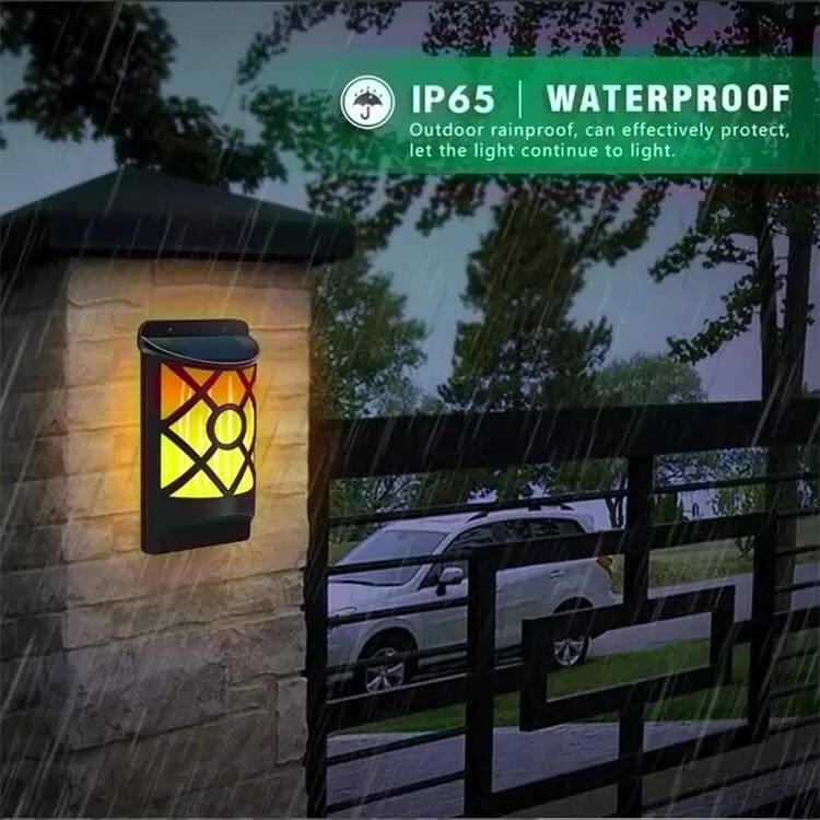 Flame Flicker Light - Solar Powered - Wall Mounted - Cozy Ambience