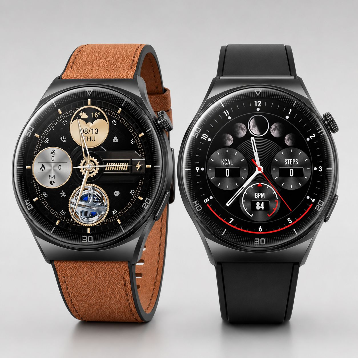 Mens Smartwatch - Health Tracker - Sports Modes - 2 Straps