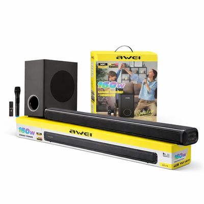 Sound Bar + Subwoofer 160W - Family Entertainment Centre - Wireless Karaoke Microphone - Bluetooth