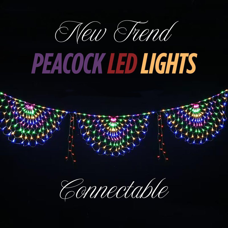 'Peacock Feather' LED Lights String: Perfect For Parties, Diwali, Xmas, Weddings | Connectable