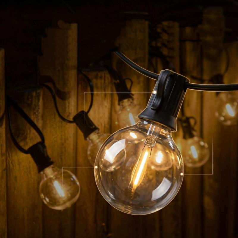 Festoon Magical Ambiance - 15m With 25 x G40 Bulbs - Connectable - IP44 Waterproof - Powered NZ Plug