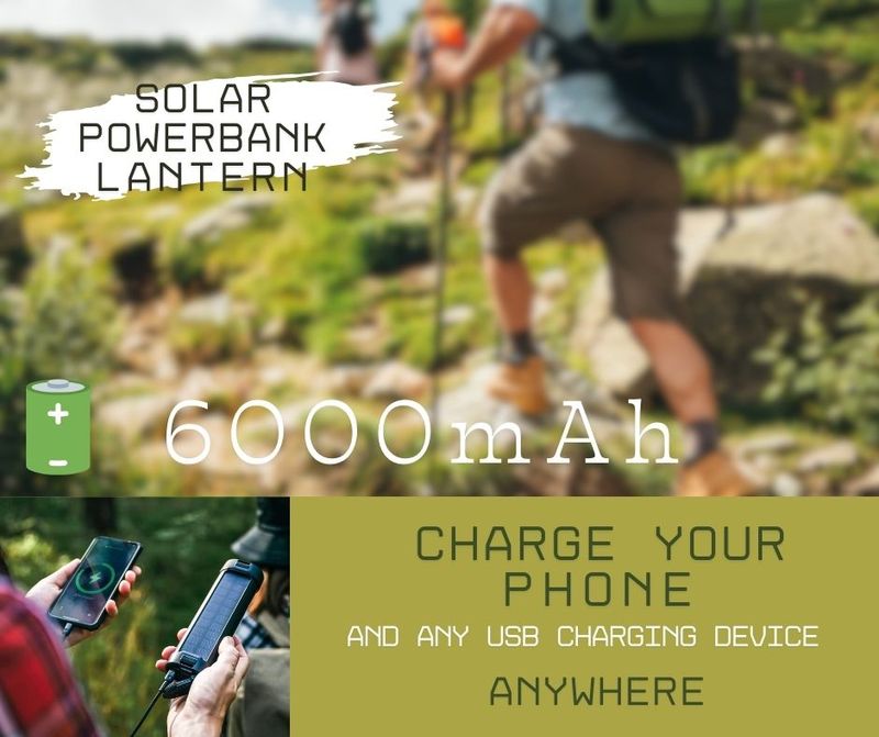 Portable Solar PowerBank Lantern – Phone Charger for Camping &amp; Outdoors | Charge Anywhere | Camping, Boating, Emergency Kit Essential
