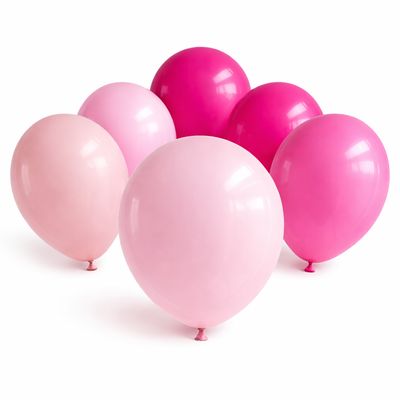 Pink Balloons For Balloon Garlands & Party Decorations Pink balloons assortment in light and dark shades arranged together on white background for party decoration use