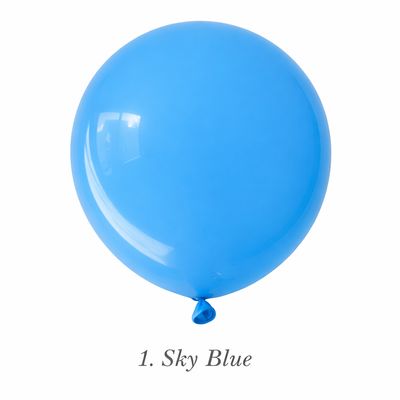 Sky blue latex balloon isolated on white background with glossy finish and visible tied base, colour reference image