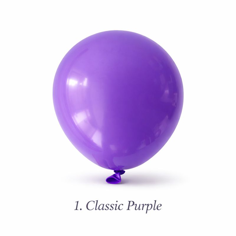 Classic purple balloon on white background product image showing single inflated balloon colour sample