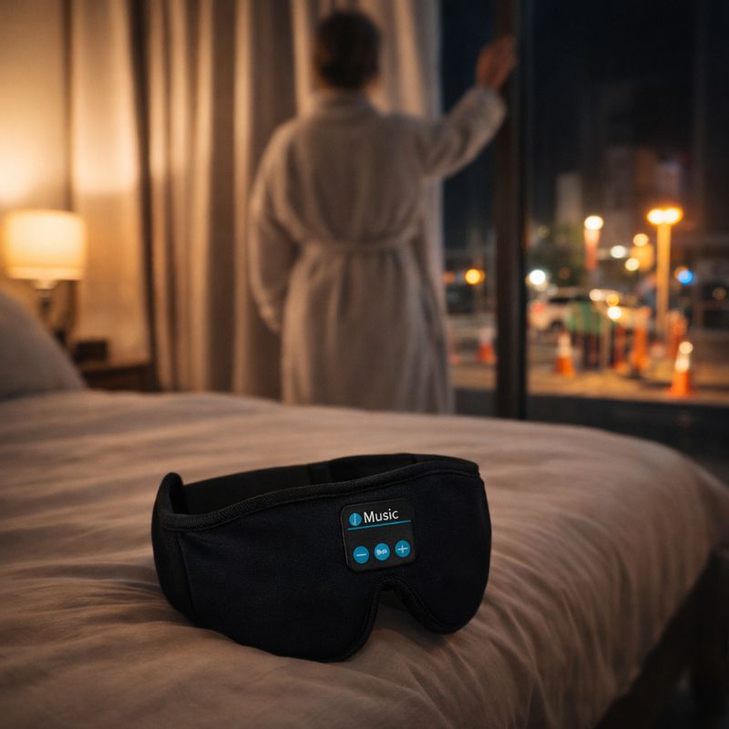 Bluetooth Sleep Mask With Headphones – 3D Light Blocking – Travel &amp; Home Use