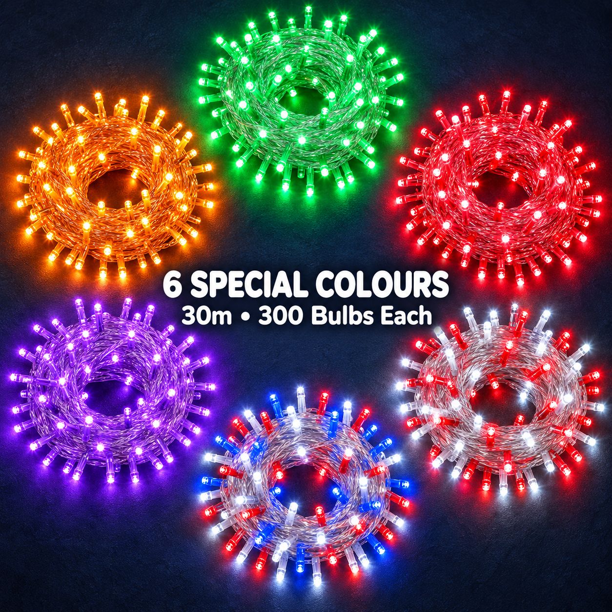 ​30m Connectable LED Fairy Lights – 6 Special Edition Colours