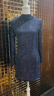 Rachel Gilbert, Navy Sequin Embellished Dress Drape Back, Size 0