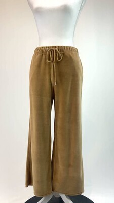 Nili Lotan, Camel/Cream Piping Velour Wide Leg D/String Waist Sweatpant, Size S