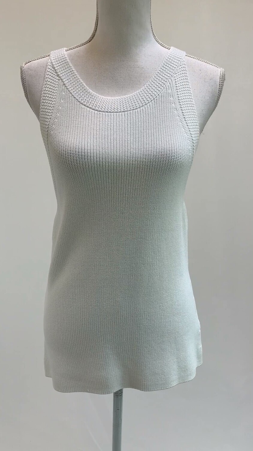 Antonio Melani, White Halter Neck Rib Knit Top, Size L
