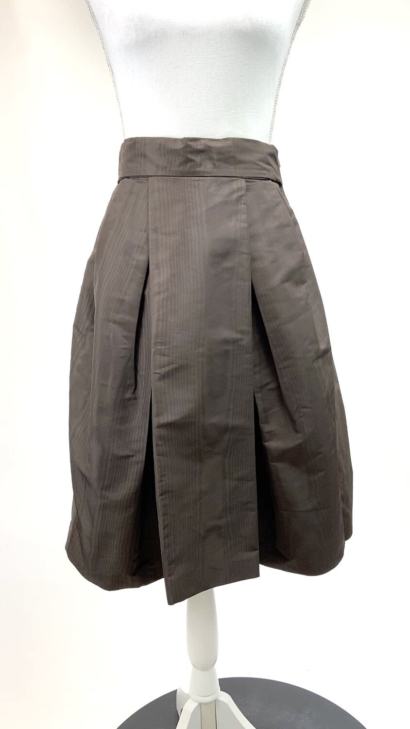 Boss Hugo Boss, Brown Shot Taffeta Full Hem Pleat Skirt, Size US6/UK8