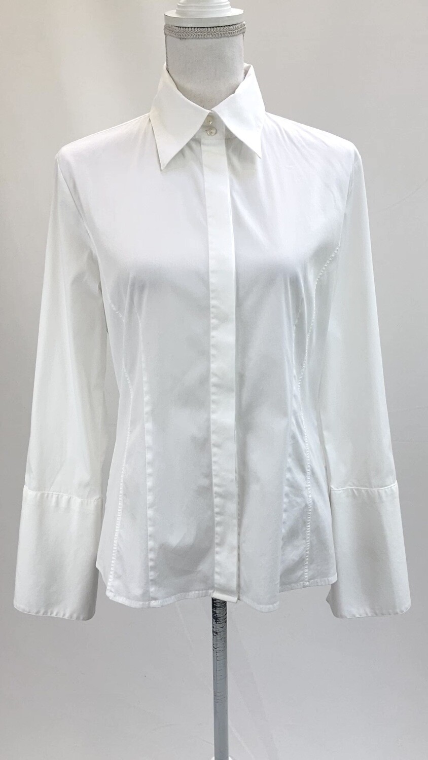 Gossip, White Concealed Button Front French Cuffed L/Slv Shirt, Size 48