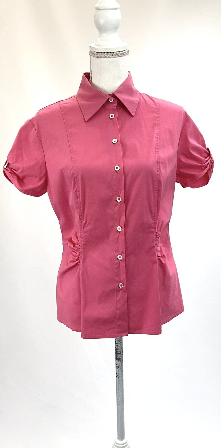 Gossip, Pink Ruched Panel Waist Gathered S/Slv Shirt, Size 48