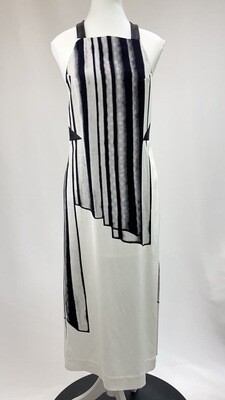 Manning Cartell, Ivory/Black Dot Geometric Abstract Print Strap Midi Dress, Size 10