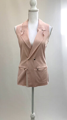 Josh Goot, Blush Stud Front Raw Edge S/Less Jacket, Size 8
