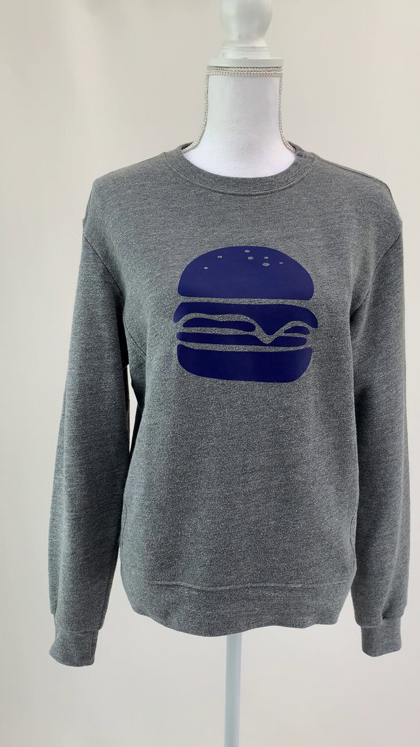 Sincerely Jules, Grey/Blue Burger Print L/Slv Sweatshirt, Size S