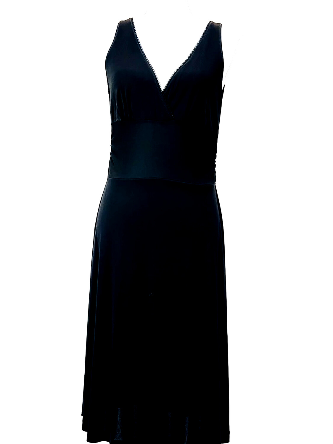 Gerard Darel, Black Empire Bust Side Ruched Strap Flare Hem Dress, Size 42