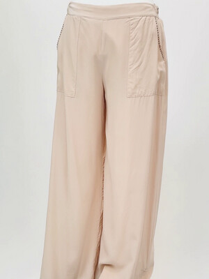 Flannel, Blush Wide Leg Silk Pants, Size 2
