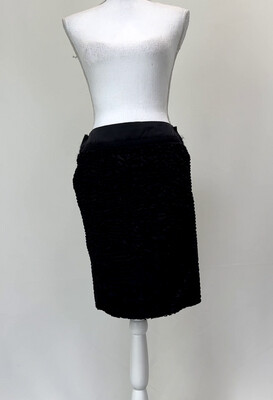 S'Max Mara, Black Textured Velvet Skirt, Size US4/GB6