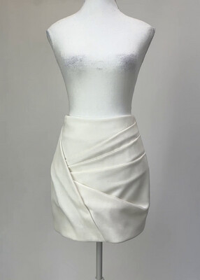 Sass & Bide, Ivory Asymmetrical Textured Pleat Front Mini Skirt, Size 6